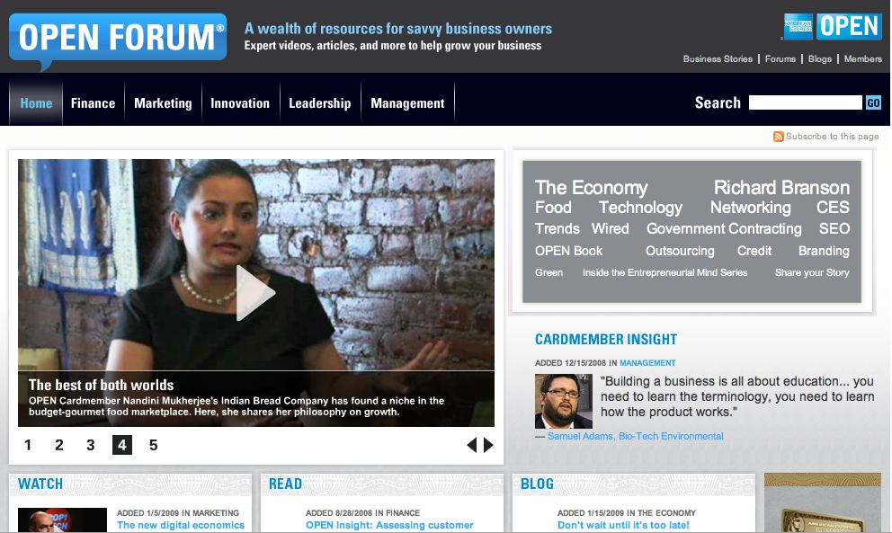 Home page of American Express Open Forum